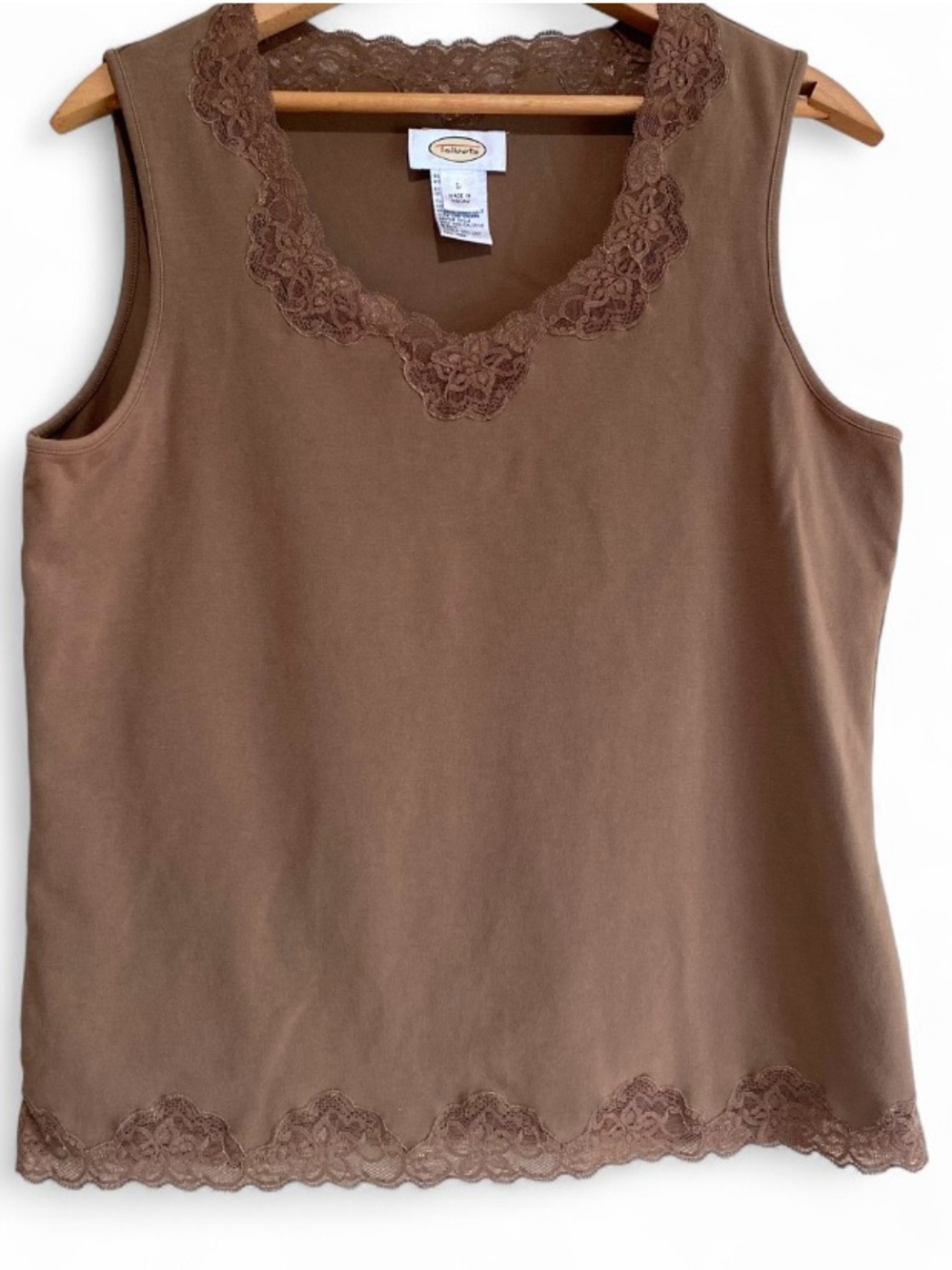 Talbots Brown Lace-Trim Sleeveless Camisole